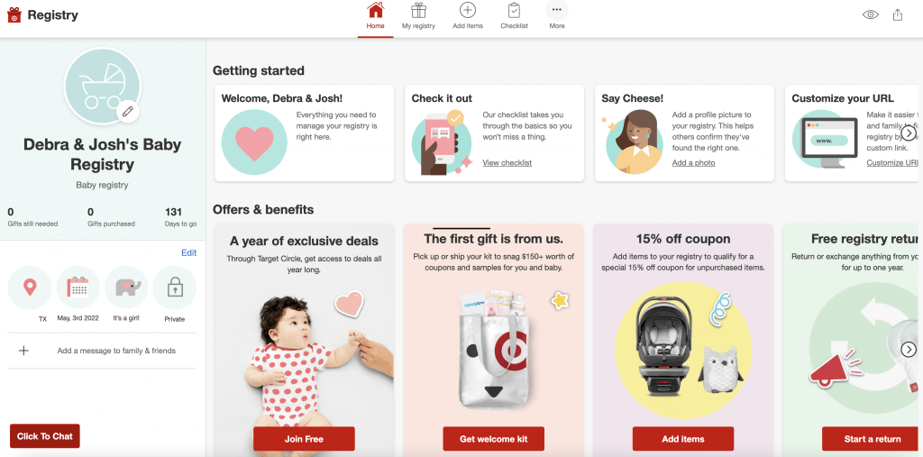 Target baby sale registry coupons